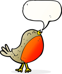 cartoon christmas robin with speech bubble