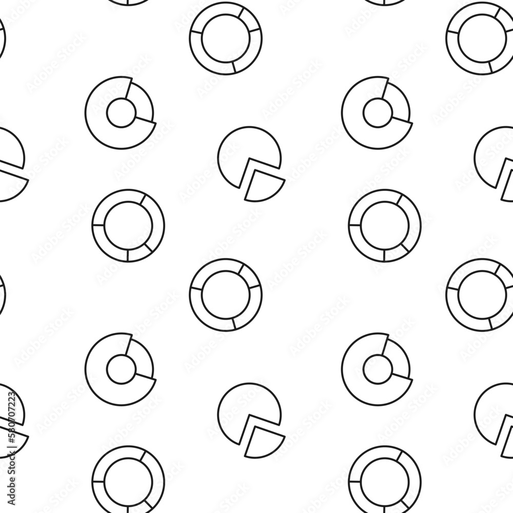Poster seamless pattern of pie chart is made of line icons