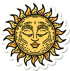 tattoo style sticker of a sun