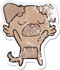 distressed sticker of a cartoon dog