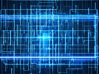 abstract technology blue background with growing lines. Abstract technology design with neon colors and grid lines. Representing chips, ai, machine learning, gpu, cpu, computer, internet, cloud, gpt 