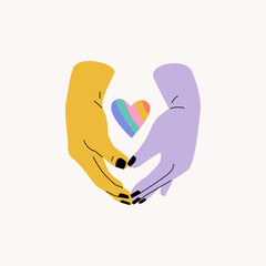 LGBTQ couple holding hands. Tolerance concept.