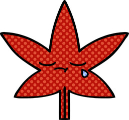 comic book style cartoon autumnal leaf