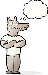 cartoon werewolf with thought bubble