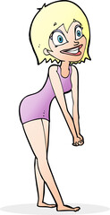 cartoon excited woman