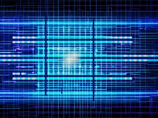 abstract technology blue background with growing lines. Abstract technology design with neon colors and grid lines. Representing chips, ai, machine learning, gpu, cpu, computer, internet, cloud, gpt 