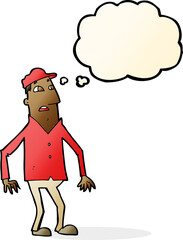 cartoon shocked man with thought bubble