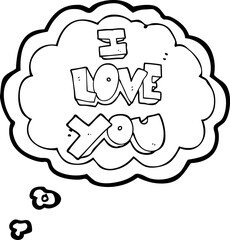 I love you thought bubble cartoon symbol