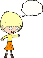 cartoon woman stressing out with thought bubble