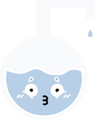 flat color retro cartoon science experiment