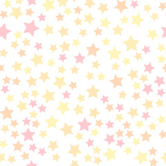 Seamless repeating pattern of small yellow and pink stars for fabric, textile, papers and other various surfaces