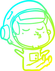 cold gradient line drawing cartoon confident astronaut