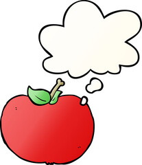 cartoon apple and thought bubble in smooth gradient style