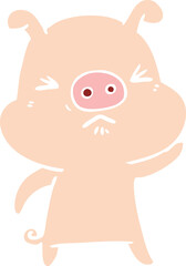 flat color style cartoon grumpy pig