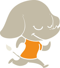 flat color style cartoon smiling elephant running