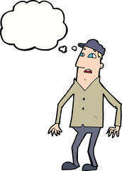 cartoon shocked man with thought bubble