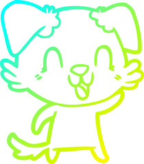 cold gradient line drawing laughing cartoon dog