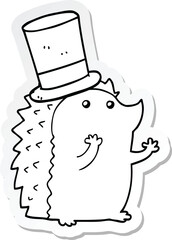 sticker of a cartoon hedgehog wearing hat