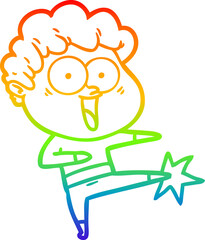 rainbow gradient line drawing cartoon happy man