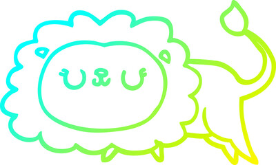 cold gradient line drawing cartoon lion