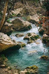 Stream Running Across The Rocks Inside The Forest