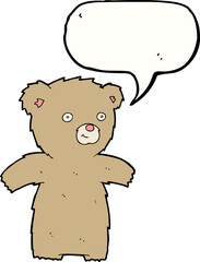 cartoon teddy bear with speech bubble