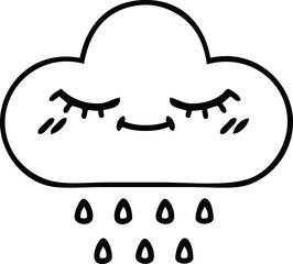 line drawing cartoon rain cloud