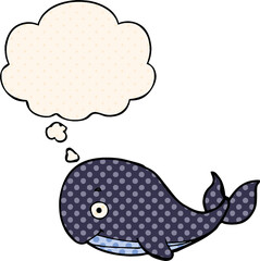 cartoon whale and thought bubble in comic book style
