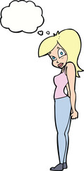cartoon pretty woman  with thought bubble