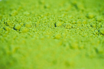 Close up of green matcha tea powder