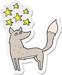 sticker of a cartoon wolf with stars