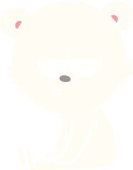 bored polar bear flat color style cartoon sitting