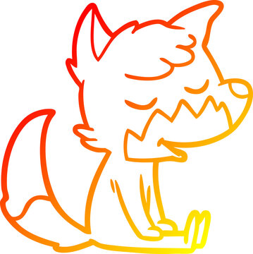 recommend clip art: warm gradient line drawing friendly cartoon sitting fox