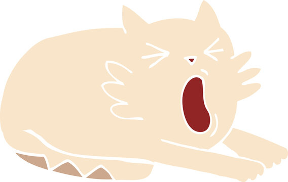 recommend clip art: flat color illustration cartoon yawning cat