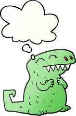 cartoon dinosaur and thought bubble in smooth gradient style