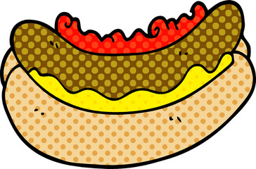 cartoon doodle of a hotdog