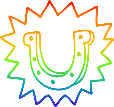 recommend clip art: rainbow gradient line drawing cartoon lucky horseshoe
