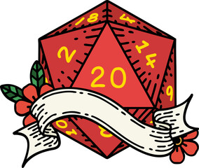 natural twenty D20 dice roll illustration