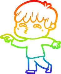 rainbow gradient line drawing cartoon curious man
