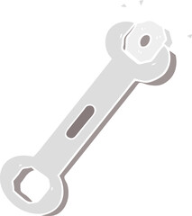 flat color style cartoon spanner turning nut