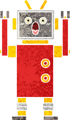 retro illustration style cartoon robot
