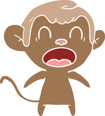 shouting flat color style cartoon monkey