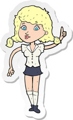 sticker of a cartoon pretty woman with idea