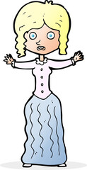 cartoon worried victorian woman