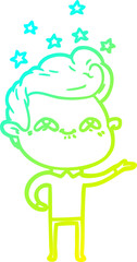 cold gradient line drawing cartoon excited man