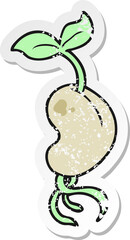retro distressed sticker of a cartoon sprouting seed