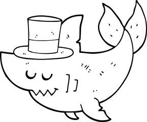 cartoon shark wearing top hat