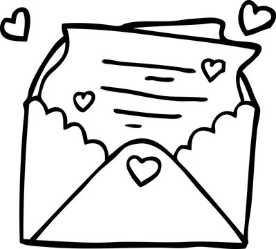 line drawing cartoon love letter