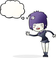 cartoon vampire girl with thought bubble