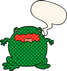 cartoon toad and speech bubble in comic book style